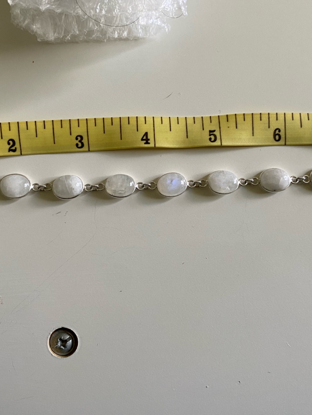 Sterling Silver Moonstone Link Bracelet with hook closure - Picture 2 of 5